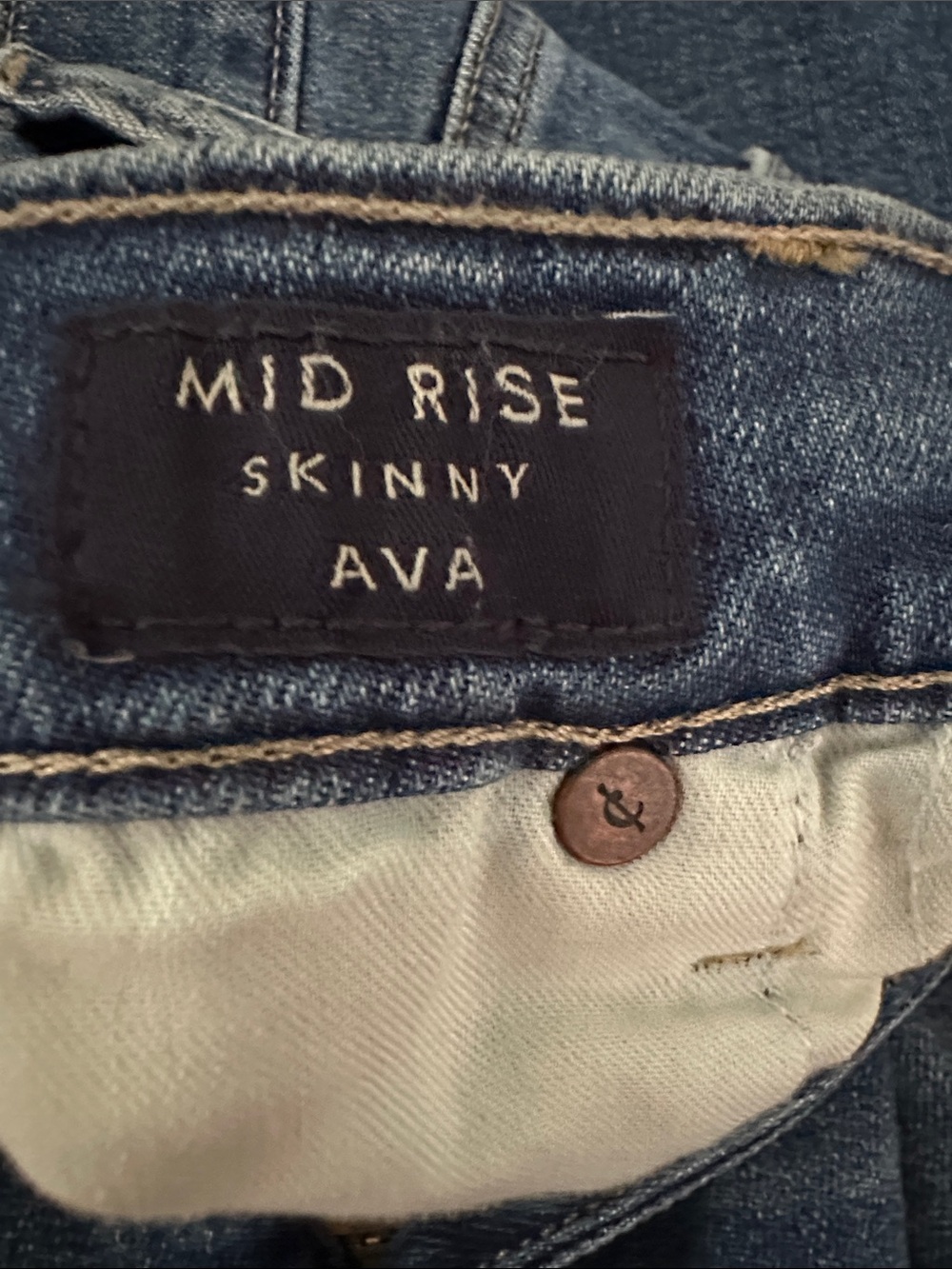 Lucky Brand Women's AVA Mid Rise Skinny Distressed Dark Blue Jeans - Picture 4 of 5